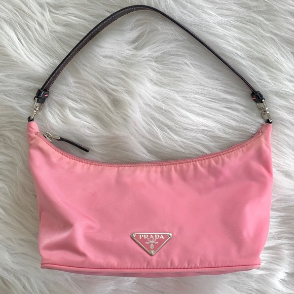 prada nylon shoulder bag pink